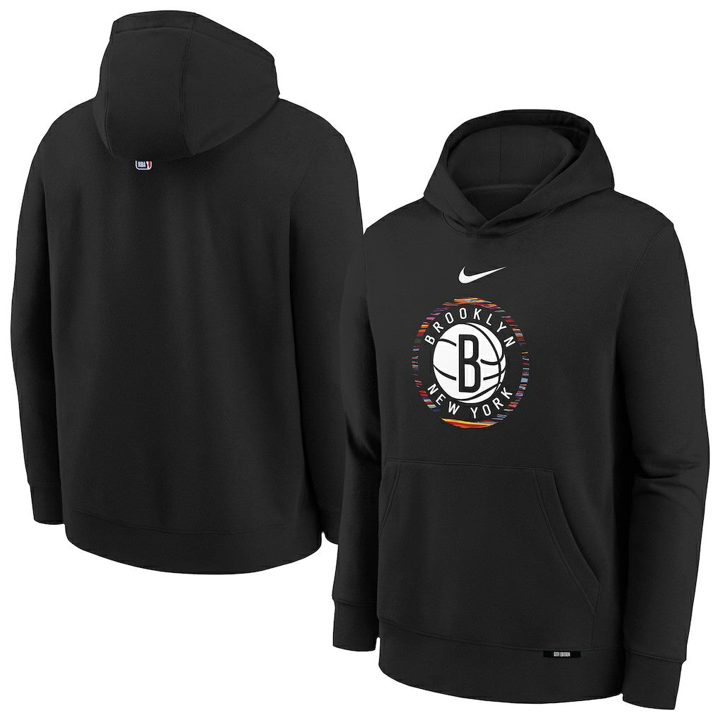 Black Brooklyn Nets Youth 2025/26 City Edition Club Fleece Pullover Hoodie | NBA
