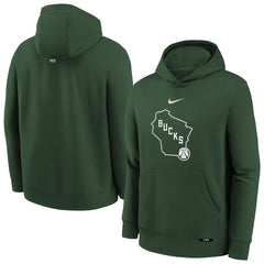 Hunter Green Milwaukee Bucks Youth 2025/26 City Edition Club Fleece Pullover Hoodie | NBA