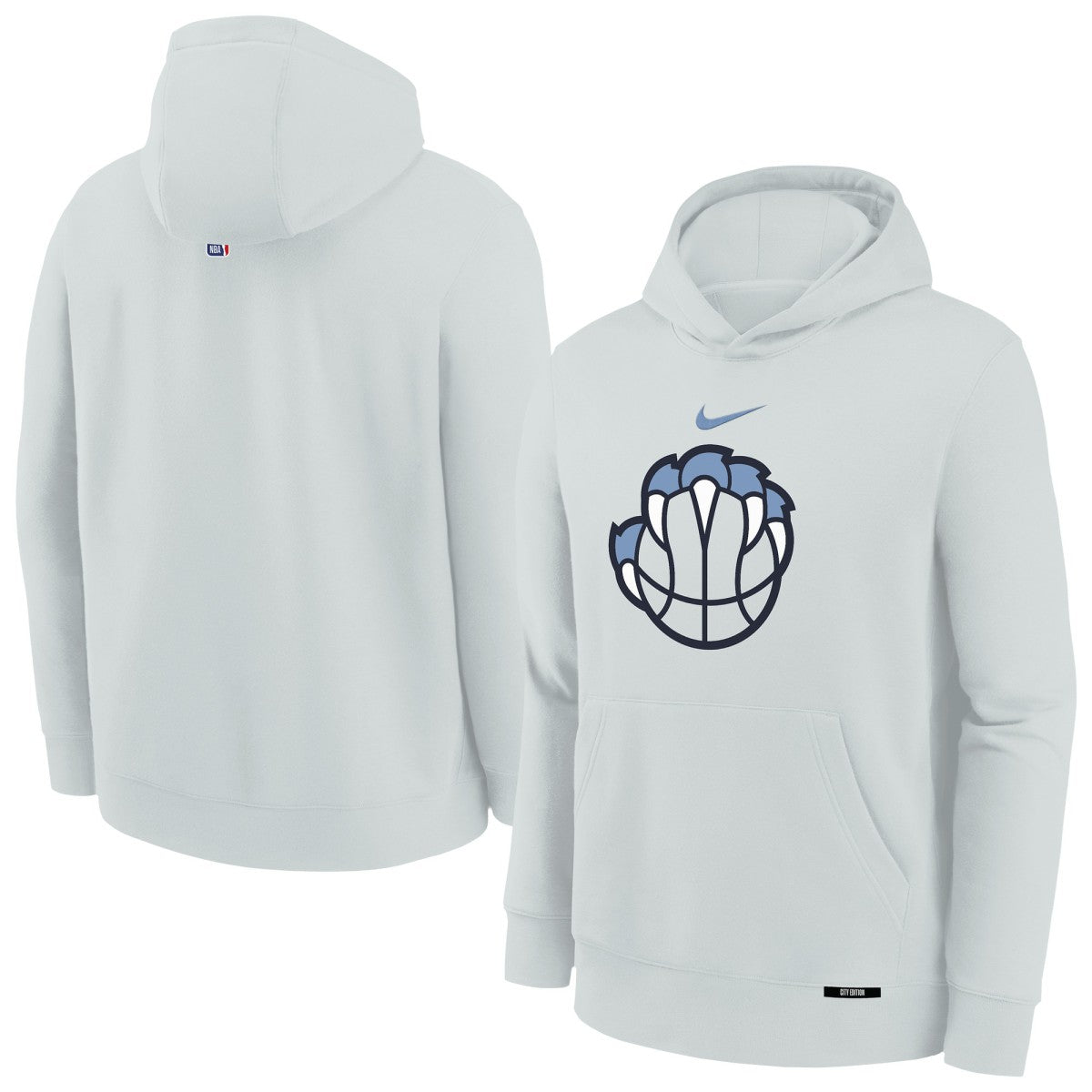 Silver Memphis Grizzlies Youth 2025/26 City Edition Club Fleece Pullover Hoodie | NBA