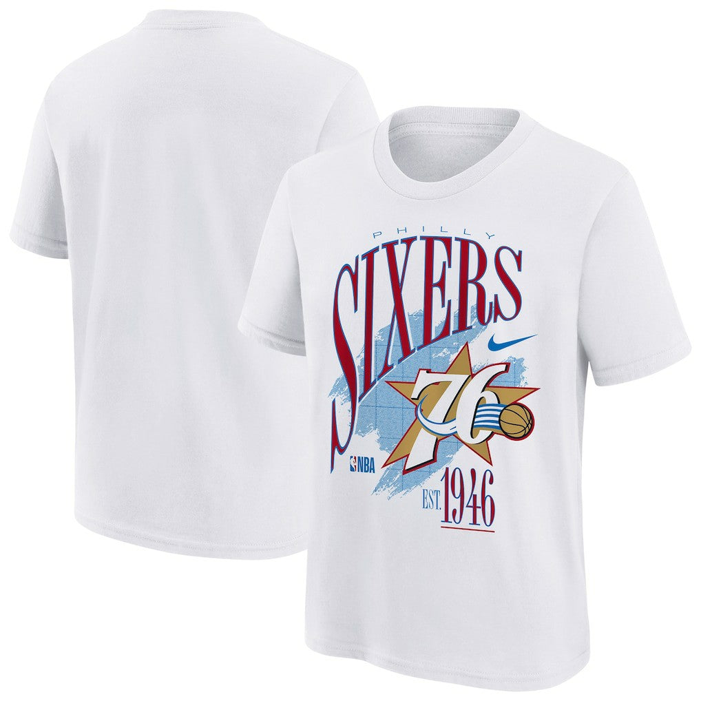 White Philadelphia 76ers Youth Hardwood Classics Champs Max90 T-Shirt | NBA