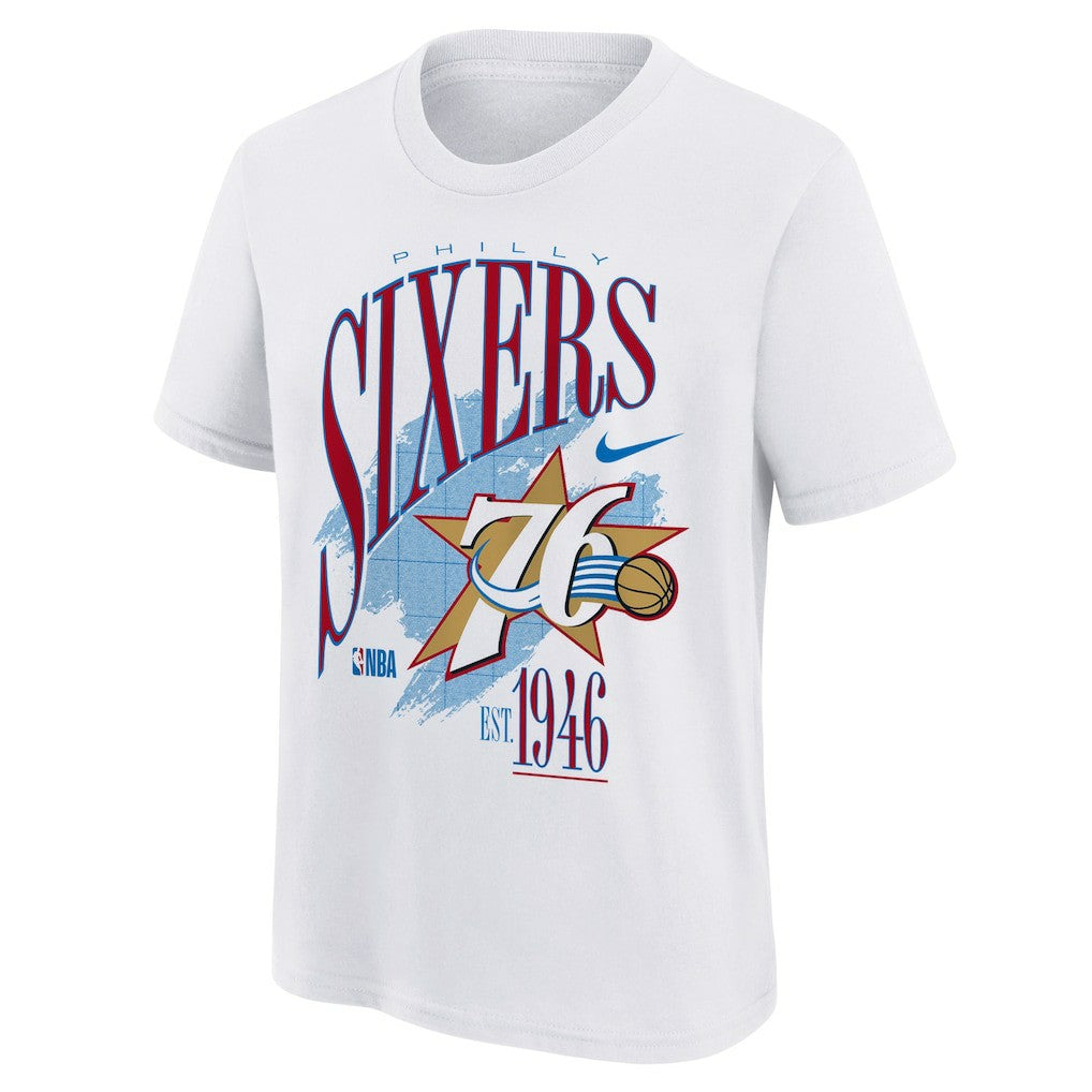 White Philadelphia 76ers Youth Hardwood Classics Champs Max90 T-Shirt | NBA