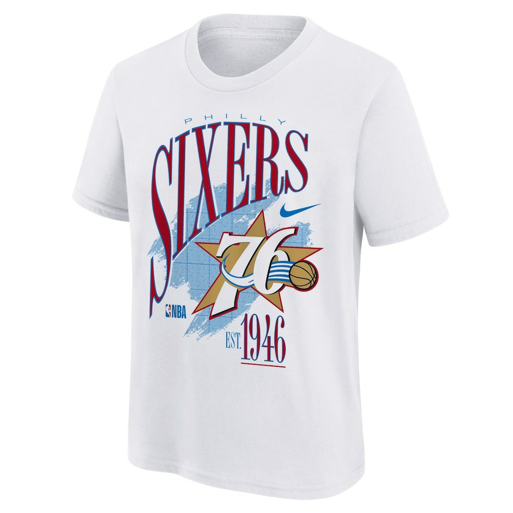 White Philadelphia 76ers Youth Hardwood Classics Champs Max90 T-Shirt | NBA