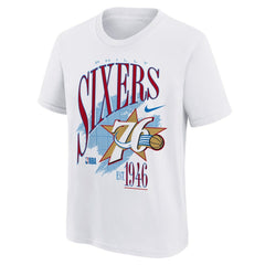 White Philadelphia 76ers Youth Hardwood Classics Champs Max90 T-Shirt | NBA