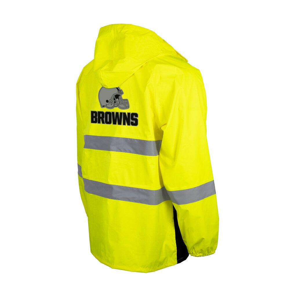 Cleveland Browns Hi-Vis Safety Waterproof Rainshell Full-Zip Hooded Jacket | NFL Hot