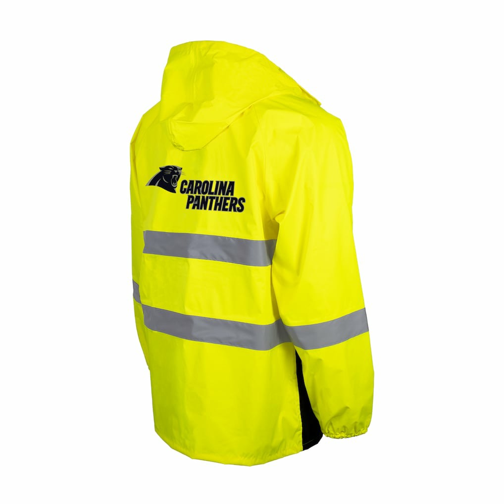 Carolina Panthers Hi-Vis Safety Waterproof Rainshell Full-Zip Hooded Jacket | NFL New