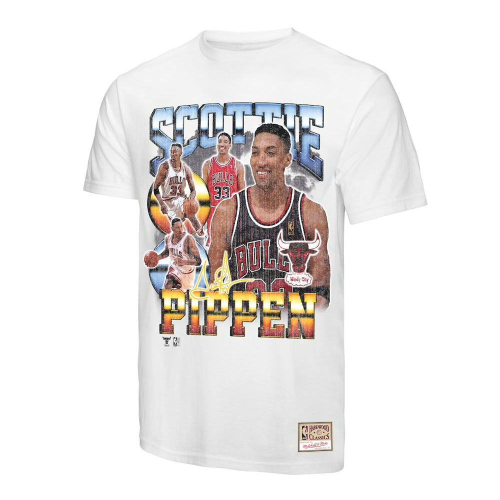 White Scottie Pippen Chicago Bulls Hardwood Classics Commemorative Player Collage T-Shirt sale | NBA