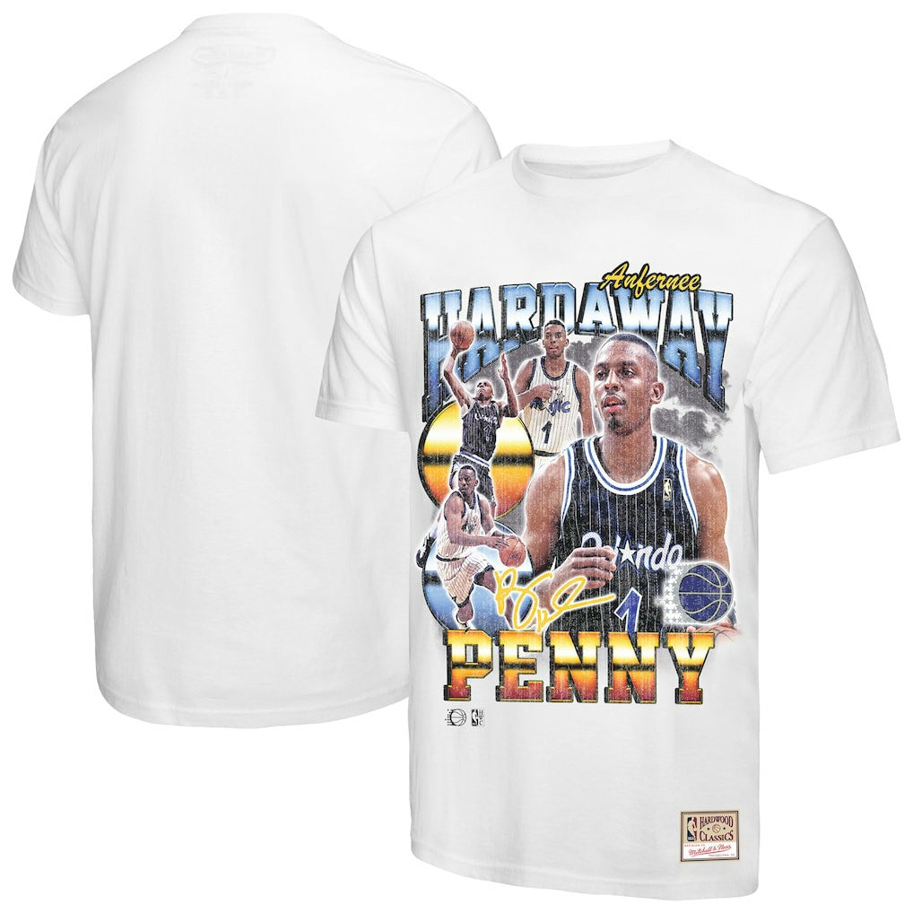 White Penny Hardaway Orlando Magic Hardwood Classics Commemorative Player Collage T-Shirt | NBA