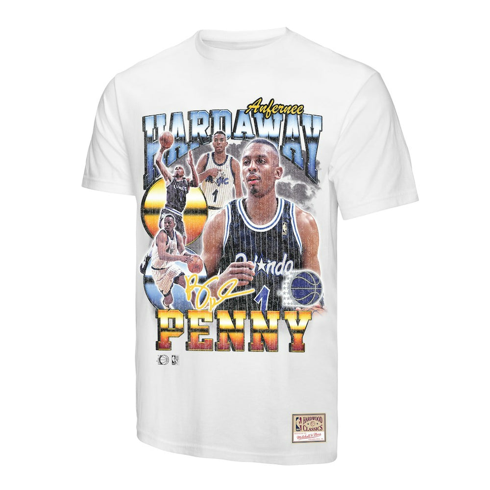 White Penny Hardaway Orlando Magic Hardwood Classics Commemorative Player Collage T-Shirt | NBA