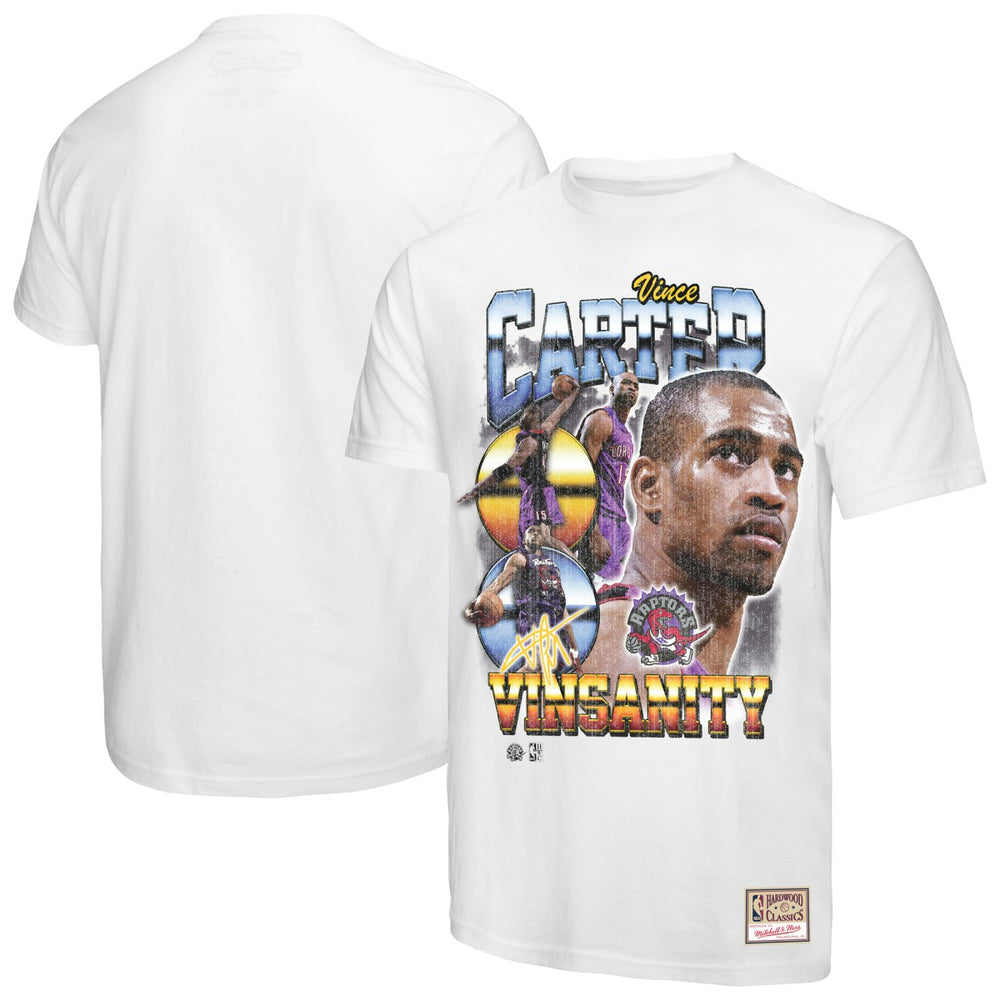 White Vince Carter Toronto Raptors Hardwood Classics Commemorative Player Collage T-Shirt | NBA