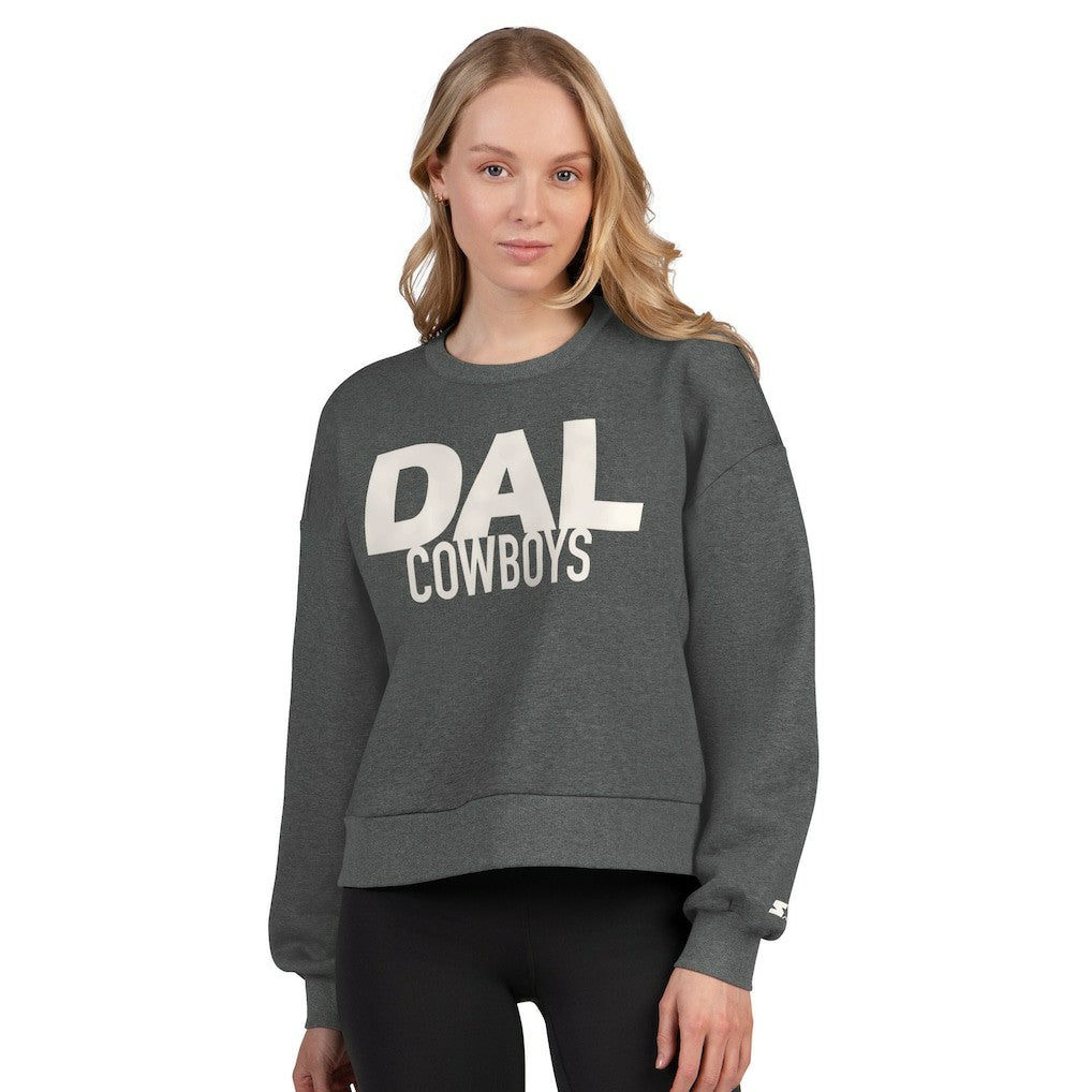 Dallas Cowboys Starter Women's Show Up Cropped Fleece Pullover Sweatshirt | NFL Hot