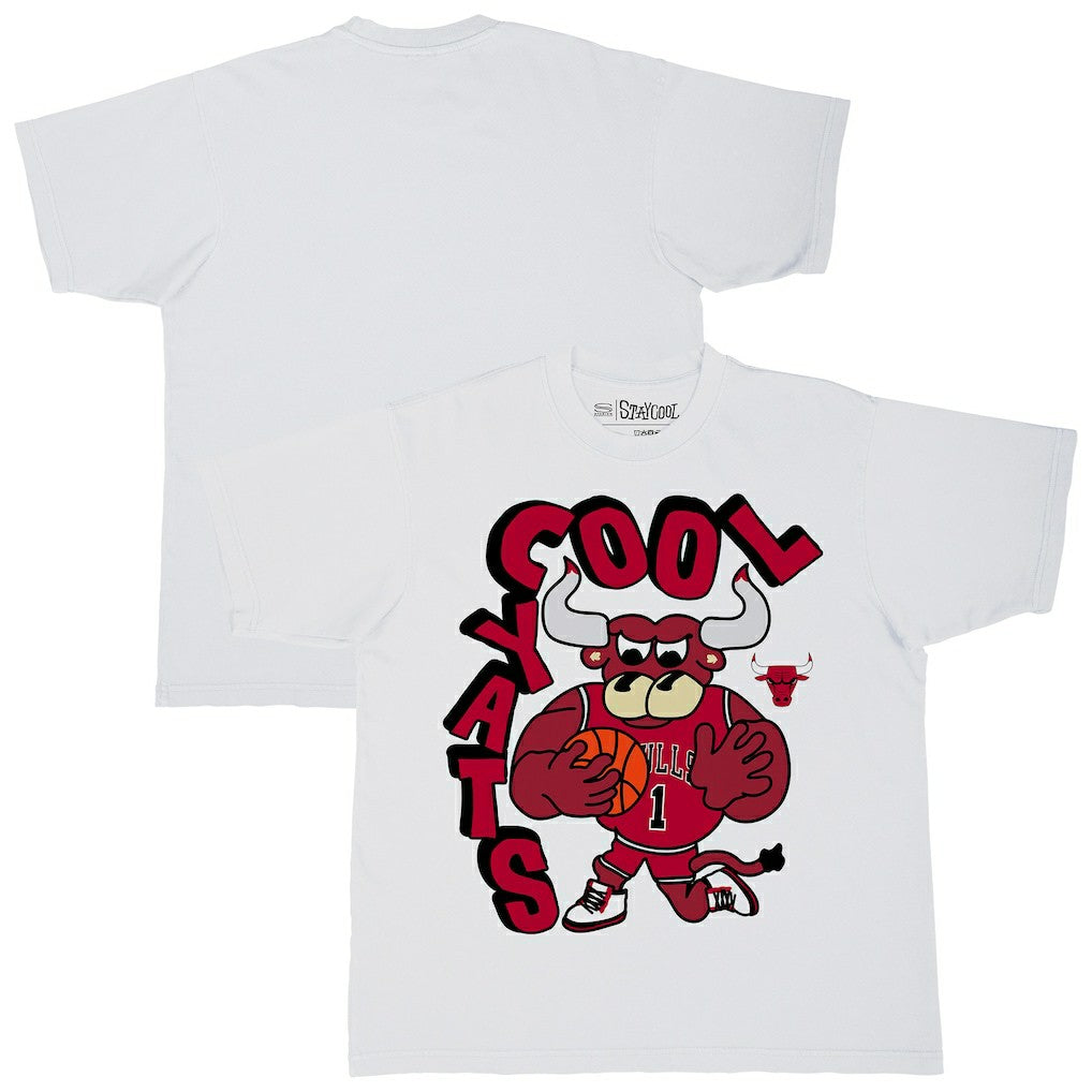White Chicago Bulls Stadium Essentials NBA x Staycool Mascot Oversized T-Shirt sale | NBA