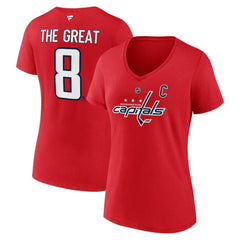 Alexander Ovechkin Washington Capitals Fanatics Women's NHL All-Time Leading Goal Scorer The Great 8 Name & Number V-Neck T-Shirt -  NHL T-shirts