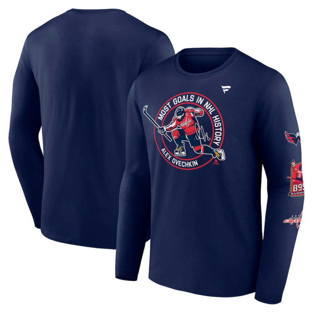 Alexander Ovechkin Washington Capitals Fanatics NHL All-Time Leading Goal Scorer Badges Long Sleeve T-Shirt -  NHL T-shirts