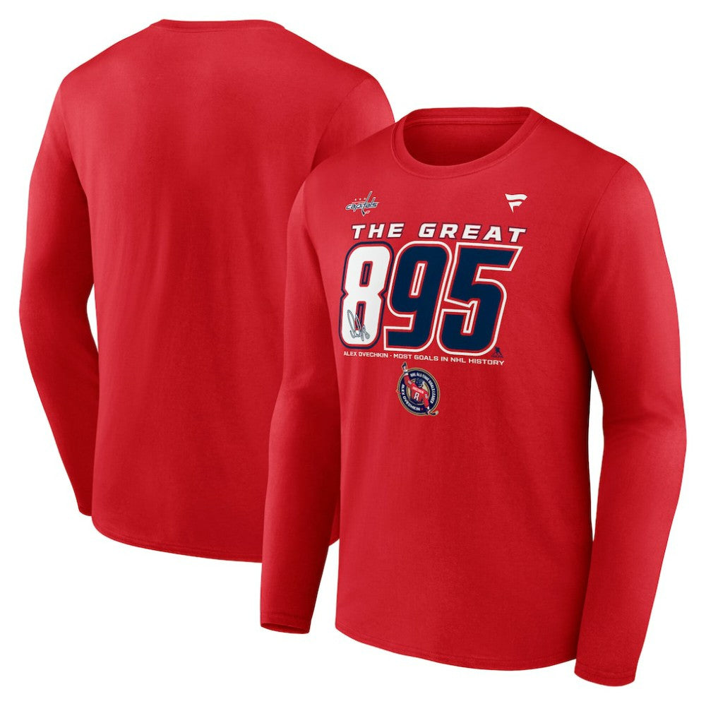 Alexander Ovechkin Washington Capitals Fanatics NHL All-Time Leading Goal Scorer The Great 895 Long Sleeve T-Shirt -  NHL T-shirts
