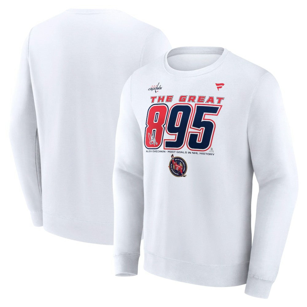 Alexander Ovechkin Washington Capitals Fanatics NHL All-Time Leading Goal Scorer The Great 895 Fleece Pullover Sweatshirt -  NHL Sweatshirts