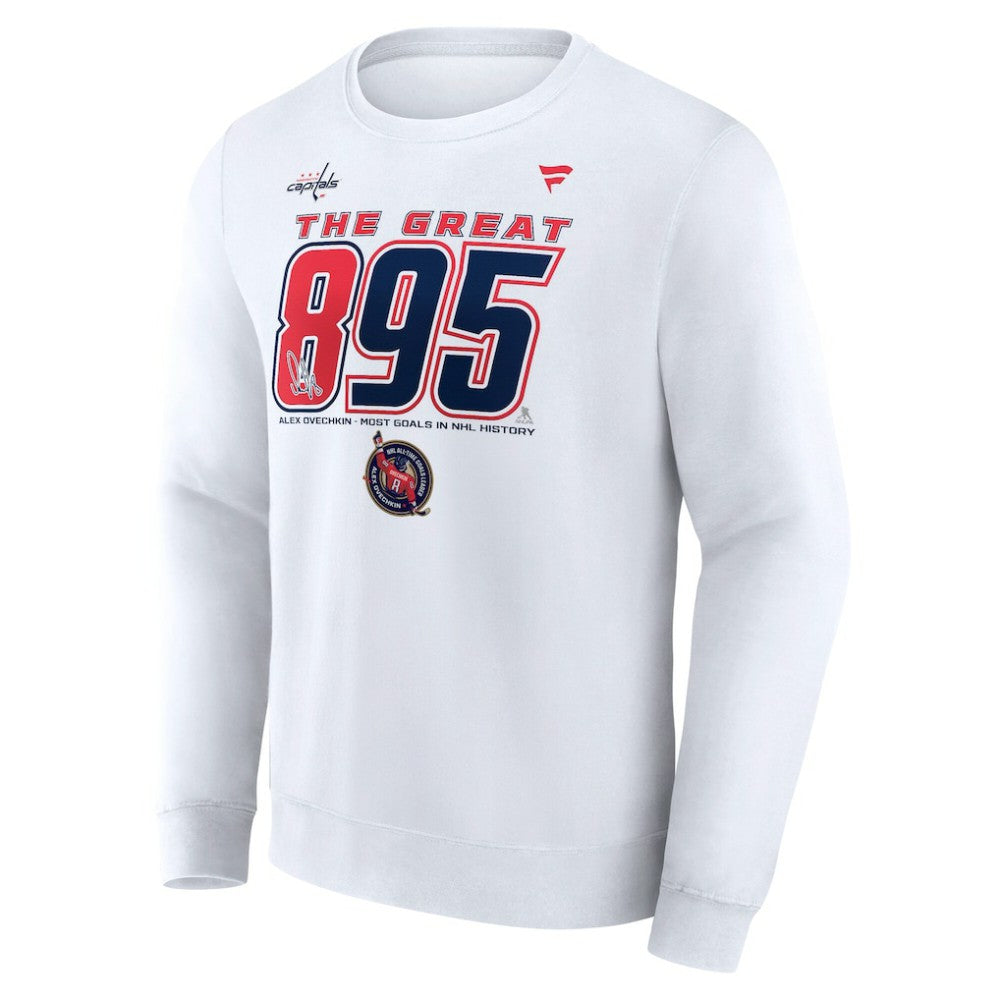 Alexander Ovechkin Washington Capitals Fanatics NHL All-Time Leading Goal Scorer The Great 895 Fleece Pullover Sweatshirt -  NHL Sweatshirts