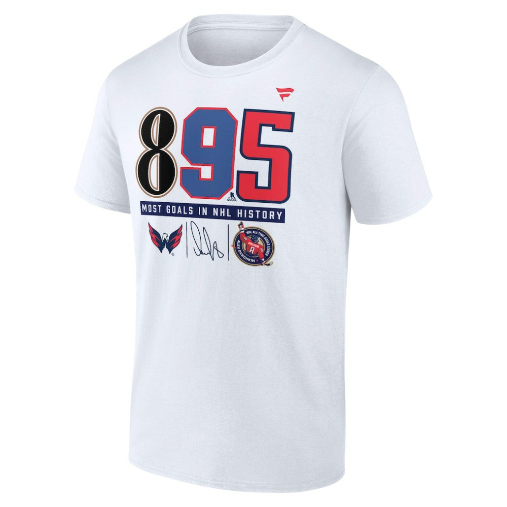 Alexander Ovechkin Washington Capitals Fanatics NHL All-Time Leading Goal Scorer The History of 895 T-Shirt -  NHL T-shirts