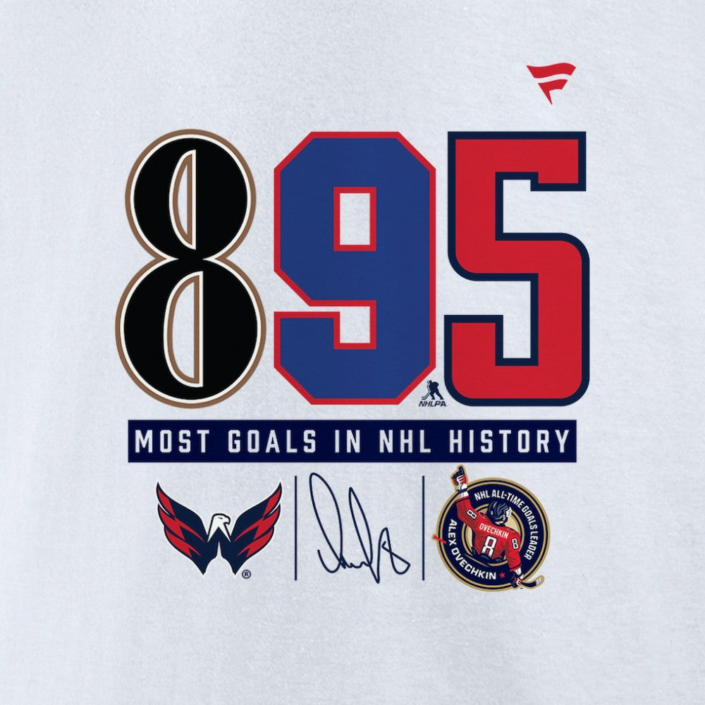 Alexander Ovechkin Washington Capitals Fanatics NHL All-Time Leading Goal Scorer The History of 895 T-Shirt -  NHL T-shirts