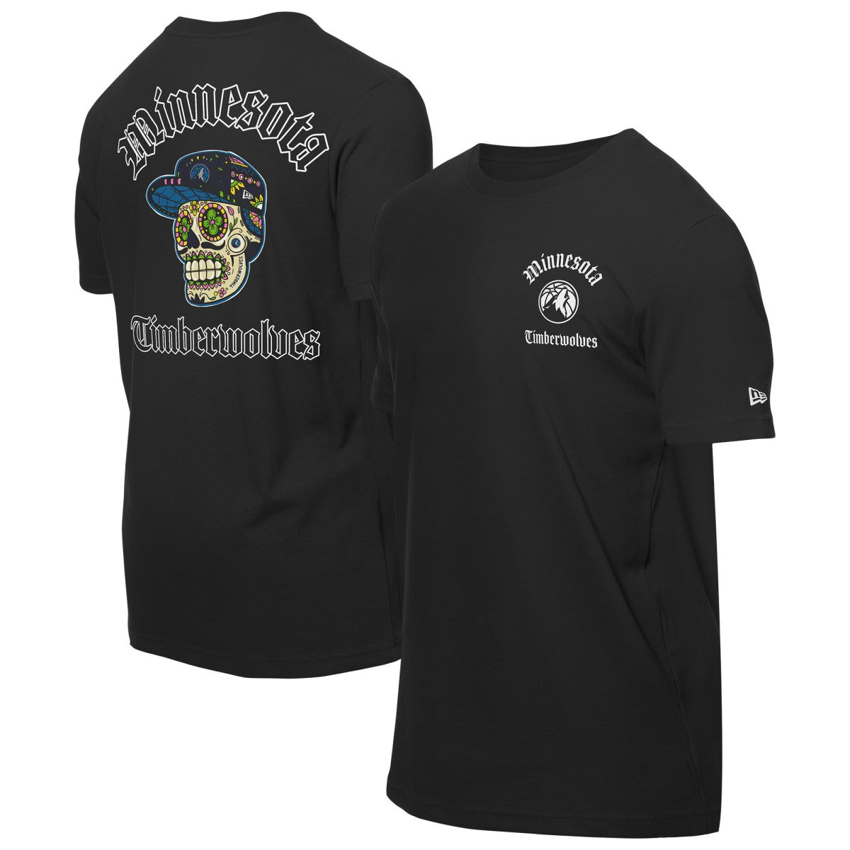 Black Minnesota Timberwolves Sugar Skulls T-Shirt | NBA