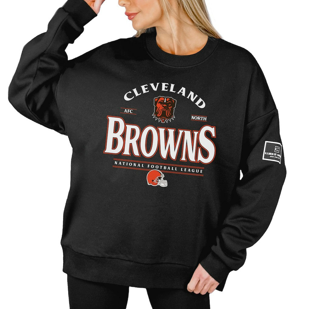 Cleveland Browns Gameday Couture Women's Oversized Players Only Black Label Pullover Sweatshirt | NFL New