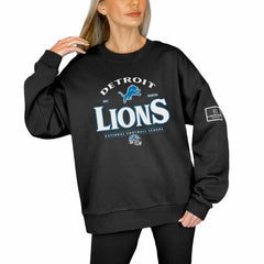 Detroit Lions Gameday Couture Women's Oversized Players Only Black Label Pullover Sweatshirt | NFL Hot