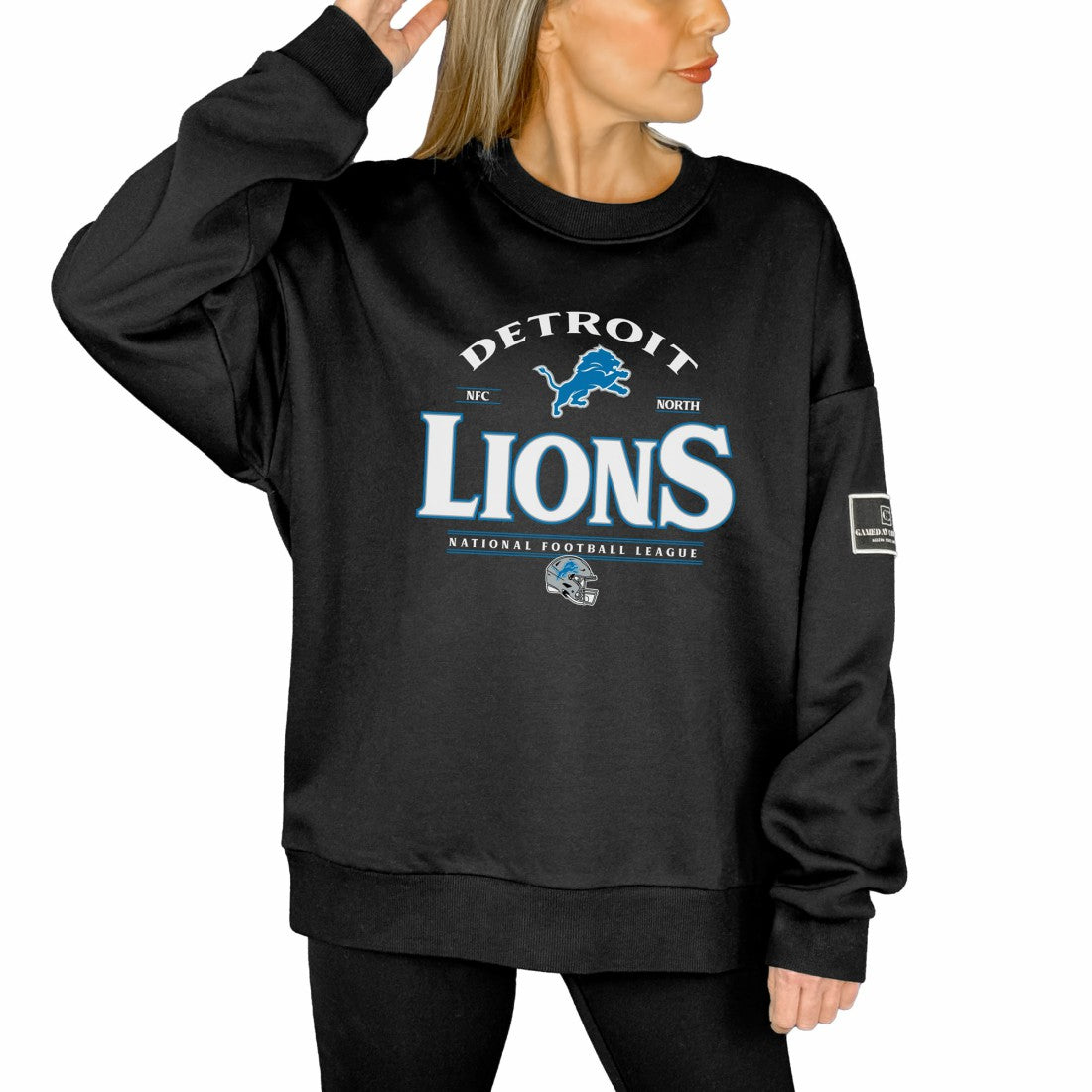 Detroit Lions Gameday Couture Women's Oversized Players Only Black Label Pullover Sweatshirt | NFL Hot
