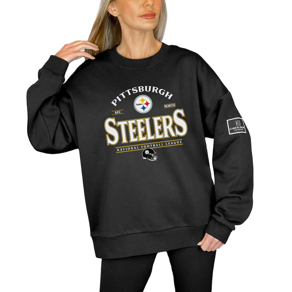 Pittsburgh Steelers Gameday Couture Women's Oversized Players Only Black Label Pullover Sweatshirt | NFL Online