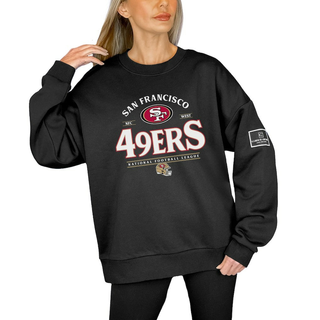 San Francisco 49ers Gameday Couture Women's Oversized Players Only Black Label Pullover Sweatshirt | NFL New