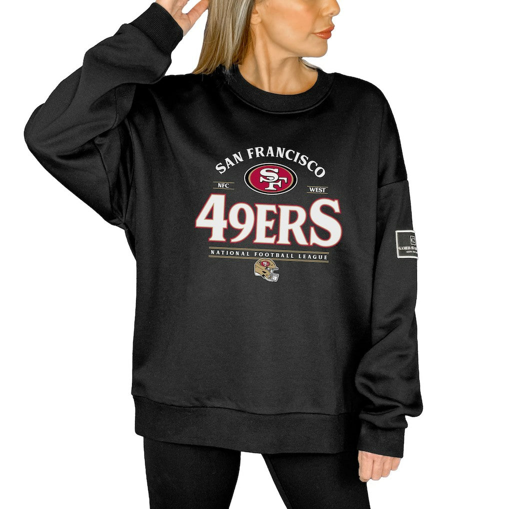 San Francisco 49ers Gameday Couture Women's Oversized Players Only Black Label Pullover Sweatshirt | NFL New