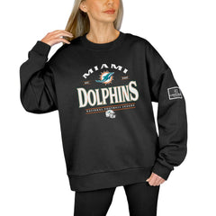 Miami Dolphins Gameday Couture Women's Oversized Players Only Black Label Pullover Sweatshirt | NFL Discount