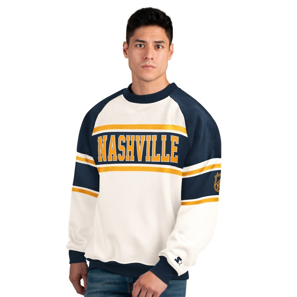 Nashville Predators Starter Male Adult Defense Fleece Crewneck Sweatshirt -  NHL Sweatshirts