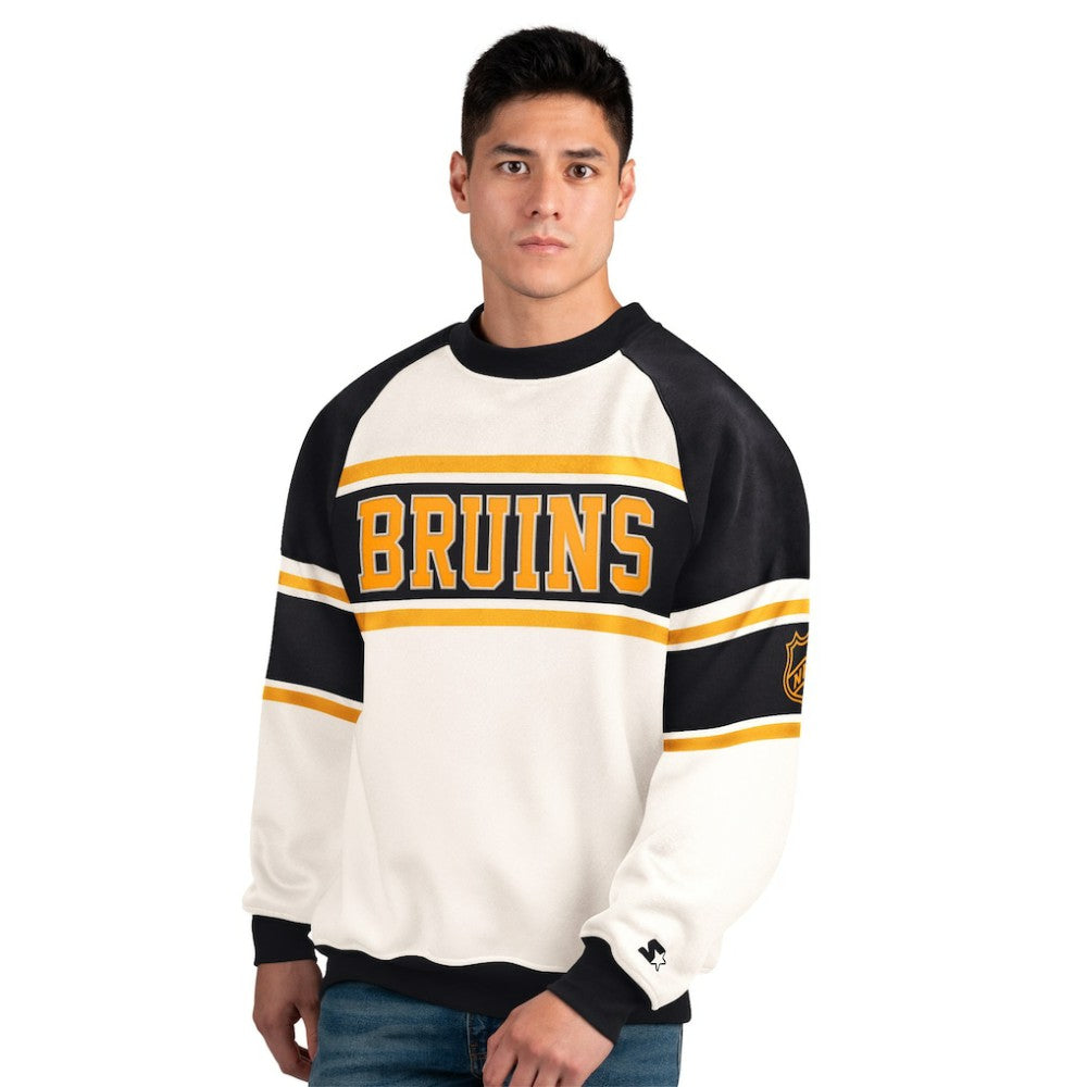 Boston Bruins Starter Male Adult Defense Fleece Crewneck Sweatshirt -  NHL Sweatshirts