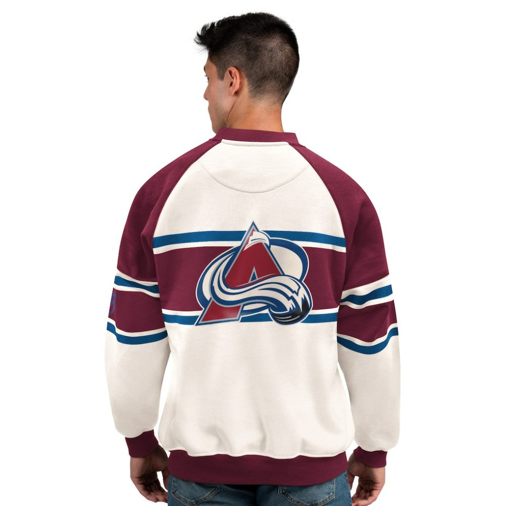 Colorado Avalanche Starter Male Adult Defense Fleece Crewneck Sweatshirt -  NHL Sweatshirts