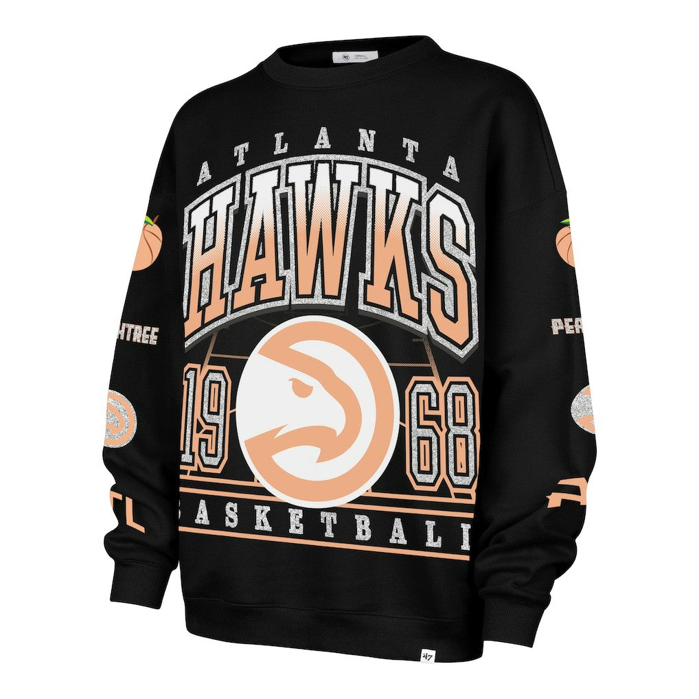 Black Atlanta Hawks '47 Women's 2025/26 City Edition Go Big Oversized Sweatshirt | NBA