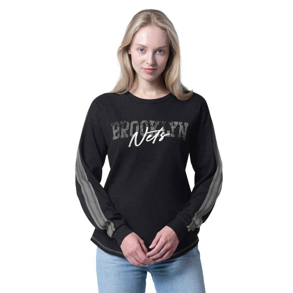 Black Brooklyn Nets G-III 4Her by Carl Banks Women's Advantage Tri-Blend Long Sleeve T-Shirt | NBA