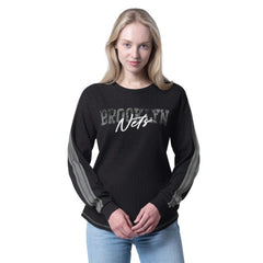 Black Brooklyn Nets G-III 4Her by Carl Banks Women's Advantage Tri-Blend Long Sleeve T-Shirt | NBA