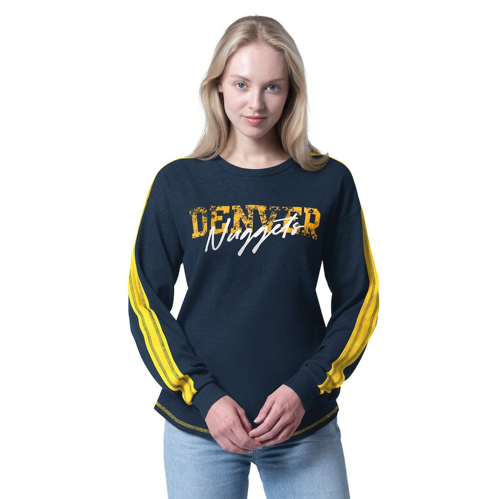 Navy Denver Nuggets G-III 4Her by Carl Banks Women's Advantage Tri-Blend Long Sleeve T-Shirt sale | NBA