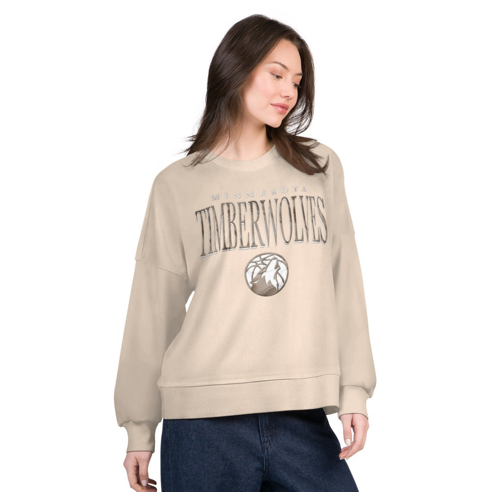 Natural Minnesota Timberwolves G-III 4Her by Carl Banks Women's Oversized Vet II Sweatshirt | NBA