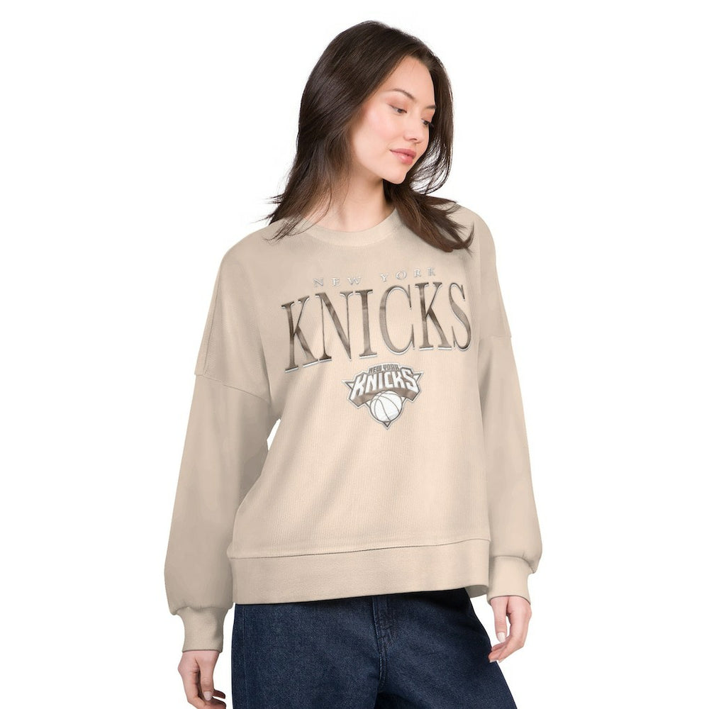 Natural New York Knicks G-III 4Her by Carl Banks Women's Oversized Vet II Sweatshirt | NBA