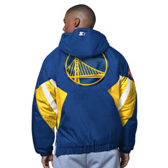 Royal Golden State Warriors Starter The Line Up Oxford Crinkle Half-Zip Hooded Jacket sale | NBA