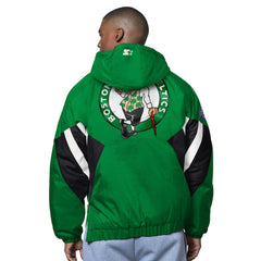Green Boston Celtics Starter The Line Up Oxford Crinkle Half-Zip Hooded Jacket | NBA