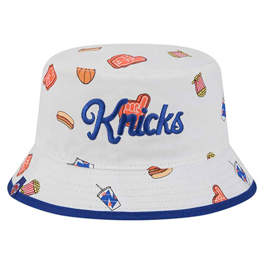 White New York Knicks Team Cheer Reversible Bucket Hat | NBA