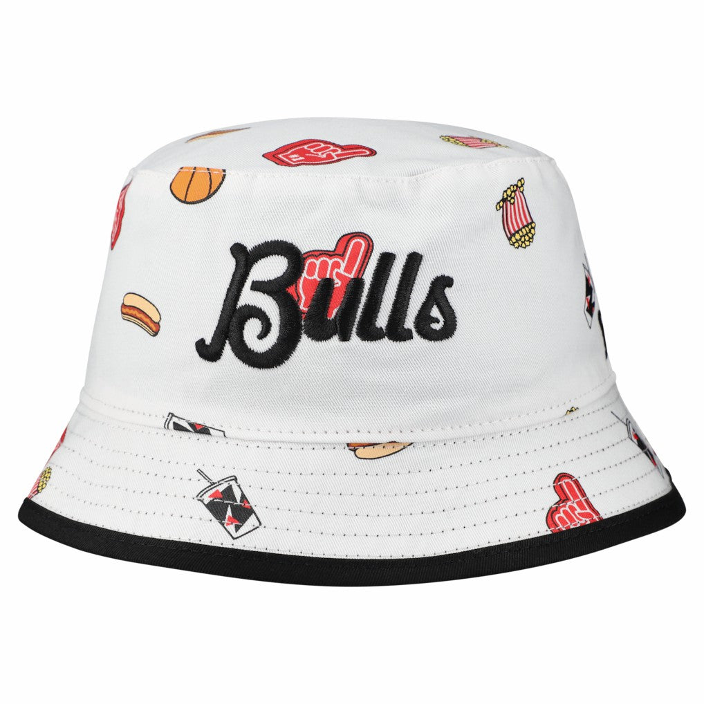 White Chicago Bulls Team Cheer Reversible Bucket Hat | NBA