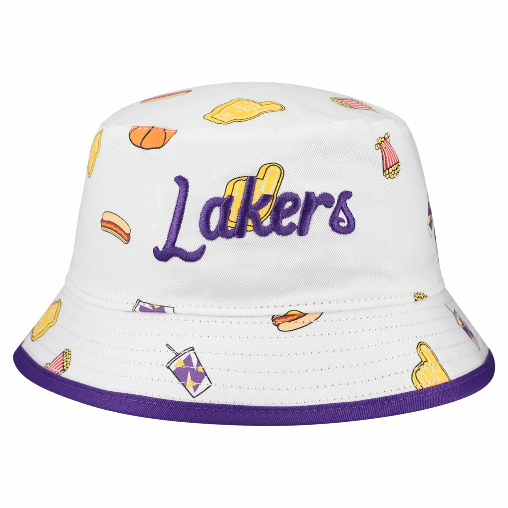 White Los Angeles Lakers Team Cheer Reversible Bucket Hat | NBA