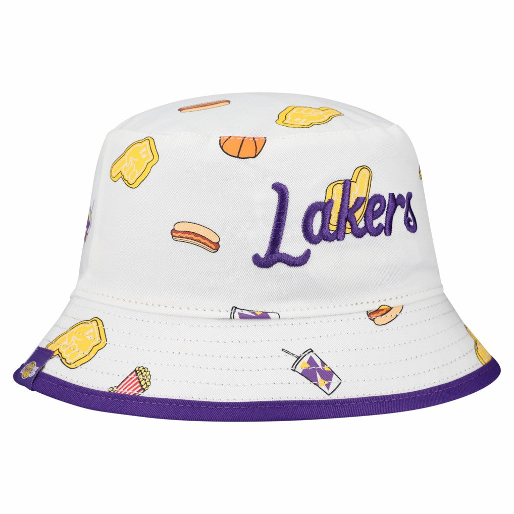 White Los Angeles Lakers Team Cheer Reversible Bucket Hat | NBA