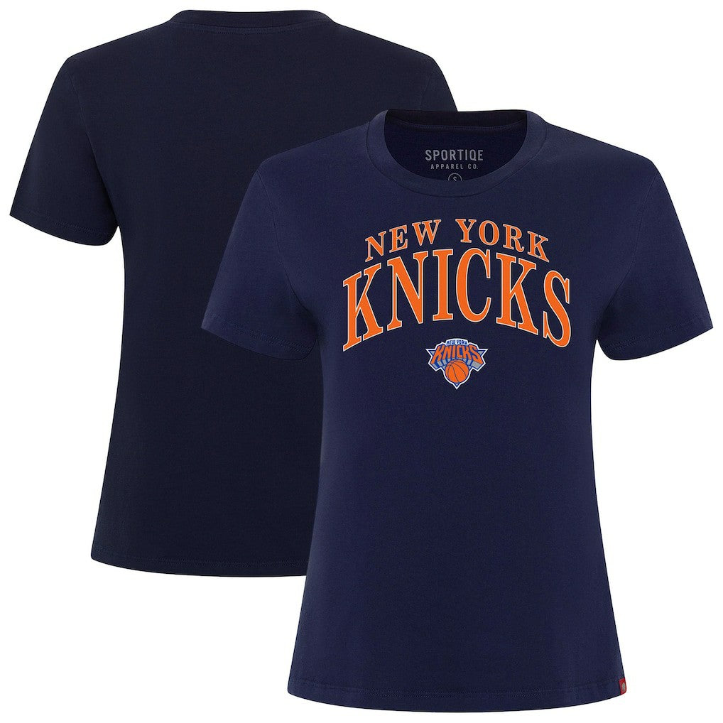 Navy New York Knicks Sportiqe Women's Arcadia Boxy T-Shirt | NBA