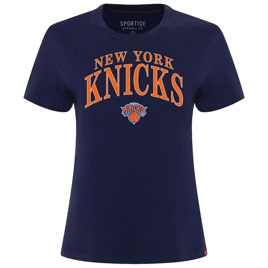 Navy New York Knicks Sportiqe Women's Arcadia Boxy T-Shirt | NBA