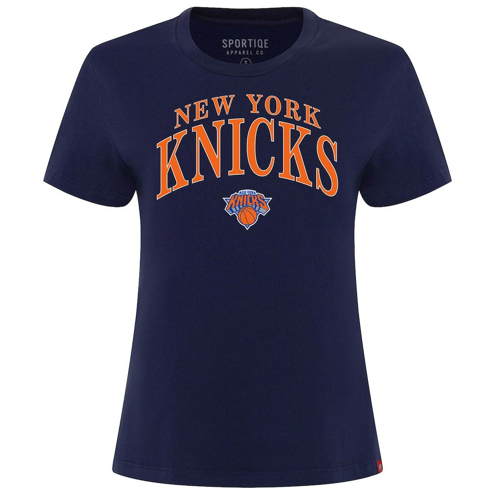 Navy New York Knicks Sportiqe Women's Arcadia Boxy T-Shirt | NBA