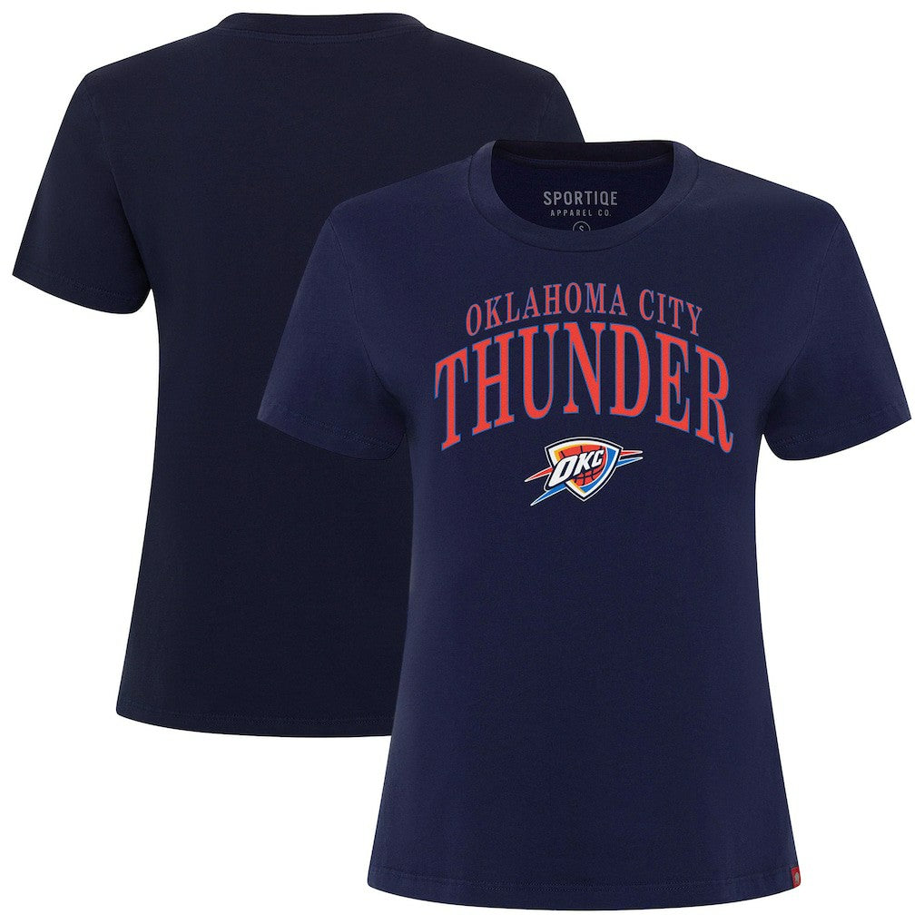 Navy Oklahoma City Thunder Sportiqe Women's Arcadia Boxy T-Shirt | NBA