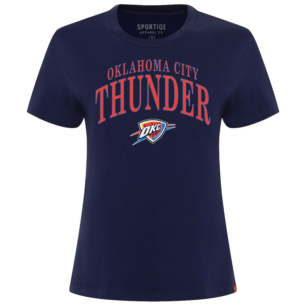 Navy Oklahoma City Thunder Sportiqe Women's Arcadia Boxy T-Shirt | NBA